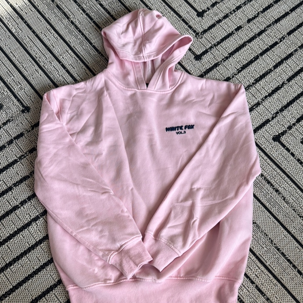 White Fox Boutique Pink Sweater with Ribbed Cuffs
